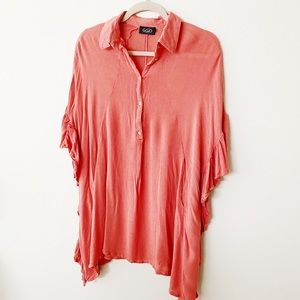 coral ruffle tunic